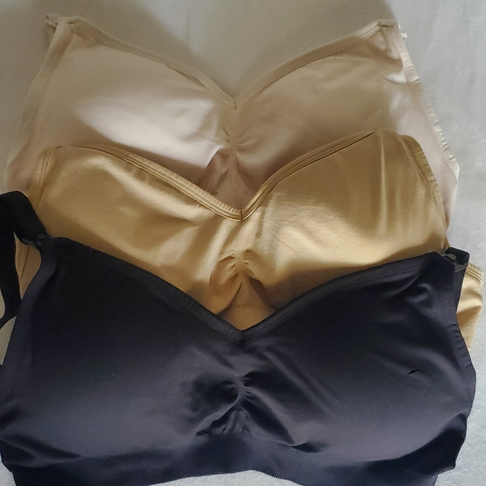 Hofish Women's Black and Beige Maternity Nursing Bras, Set Of 3